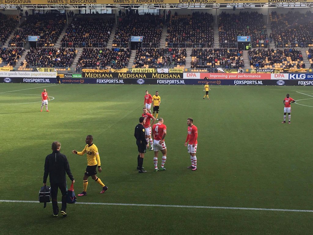 Wedstrijdmoment tijdens de tweede helft. (Foto: Roda JC Live)