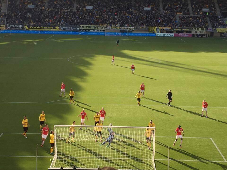 Wedstrijdmoment tijdens de tweede helft. (Foto: Roda JC Live)